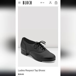 Bloch Black Ladies Respect Tap Shoes Size 8.5M Oxford Style Lace Up